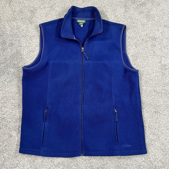 L.L.Bean Other - LL Bean Fleece Vest L Blue Full Zip Sleeveless‎ Jacket Outdoor Hiking Layering